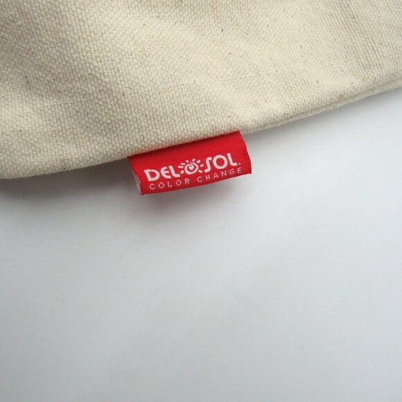 Del Sol Color Changing Canvas 17" Tote Bag Red Handles Palm Tree Design - Picture 4 of 6